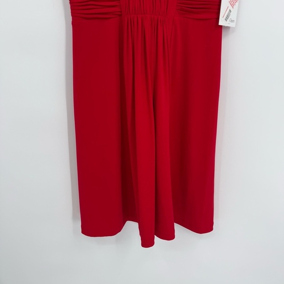 Calvin Klein NWT Dress Women Size 4 Red Sleeveless Ruched Front A-line Stretch - Picture 3 of 10